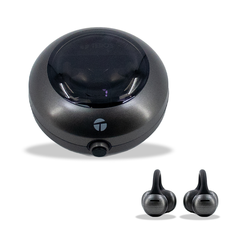 Audífonos inalámbricos ear-clip Teros TE-80712N · Bluetooth 5.4 · USB-C · Negro