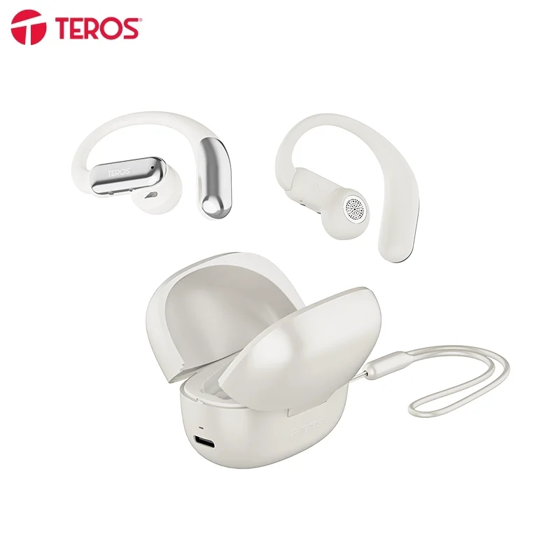 Audífonos inalámbricos open-ear Teros Auracity TE-80714CR · Bluetooth 5.4 · ENC · Crema