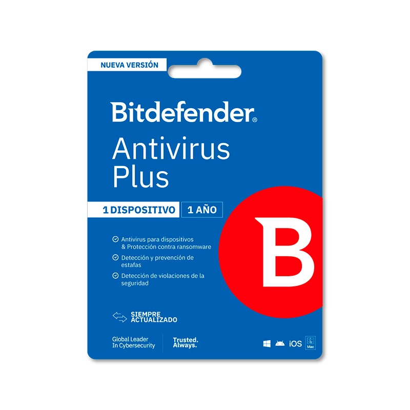 Bitdefender Antivirus Plus · 1 PC · 12 meses · Blister