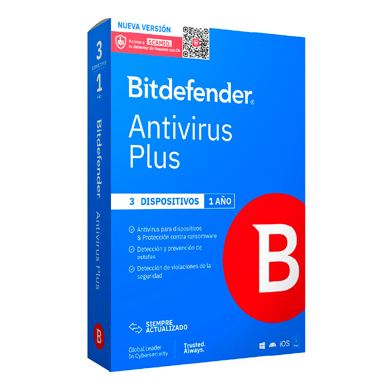 Bitdefender Antivirus Plus · 3 PC · 12 meses