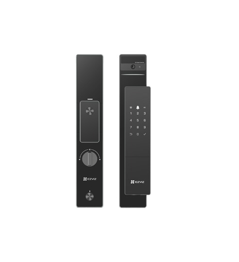 Cerradura inteligente EZVIZ CS-DL50FVS-R100-WBP-GR · facial, huella y teclado · Wi-Fi y Bluetooth