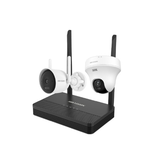 Kit Wi-Fi 6 EasyLink Hikvision NKS4245WBTH · NVS + turret PT 5 MP + bullet 4 MP