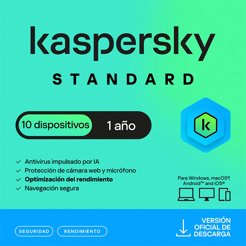 Kaspersky Standard · 10 PC · 1 año · Virtual