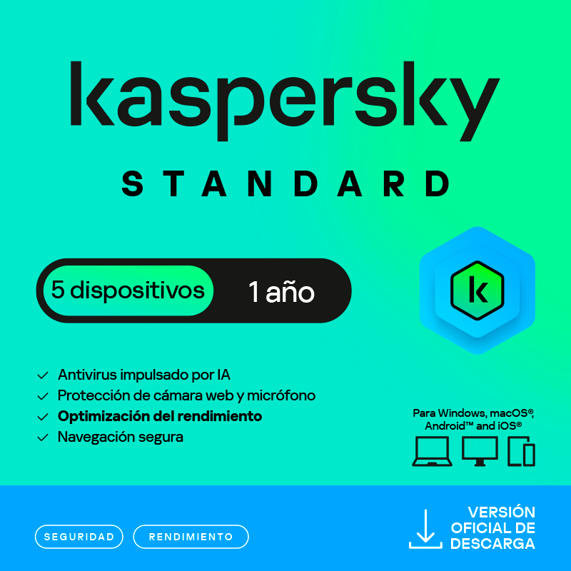 Kaspersky Standard · 5 PC · 1 año · Virtual