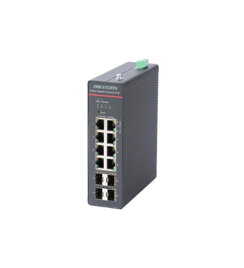 Kit switch industrial Hikvision DS-3T1512HP-SI · 8 puertos PoE Gigabit · 4 SFP · 240 W