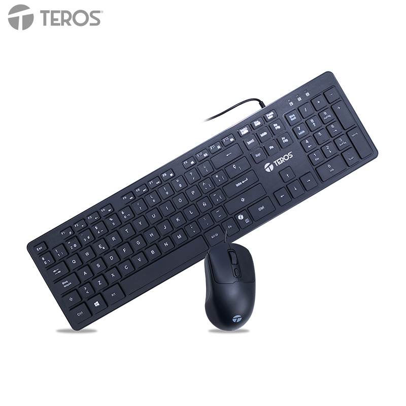 Kit teclado y mouse alámbrico Teros TE-5019S · Tecla Copilot · USB · Negro