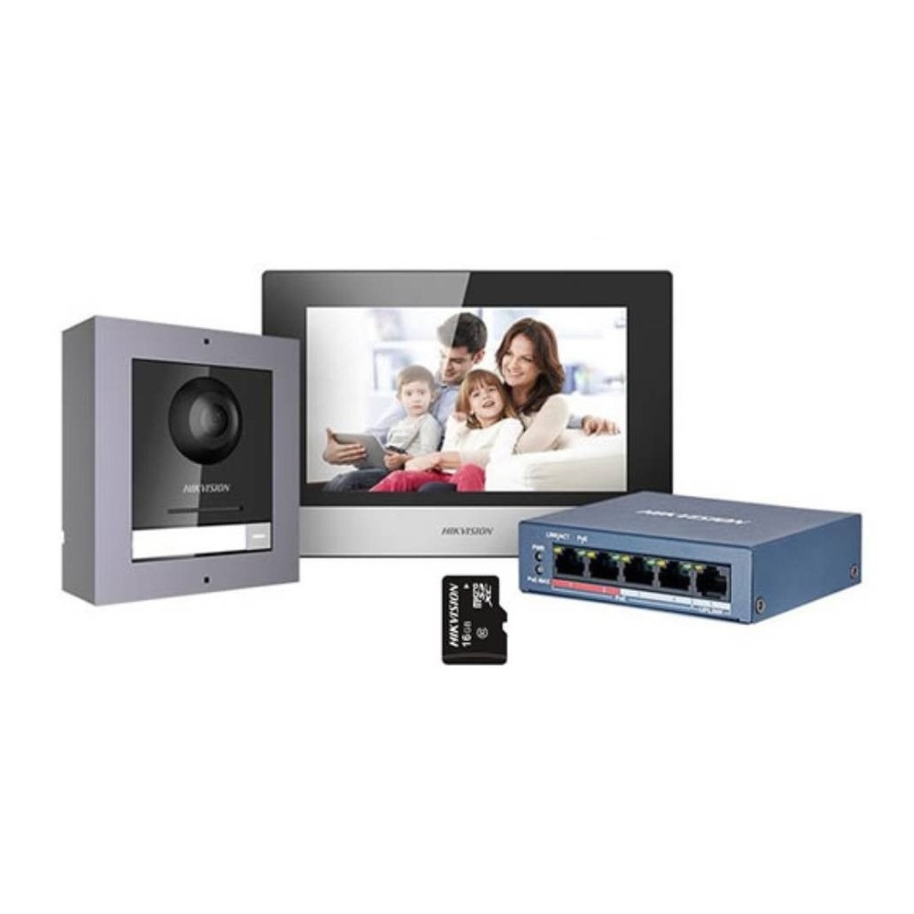 Kit videoportero Hikvision DS-KIS602 · Con DS-KD8003 y DS-KH6320