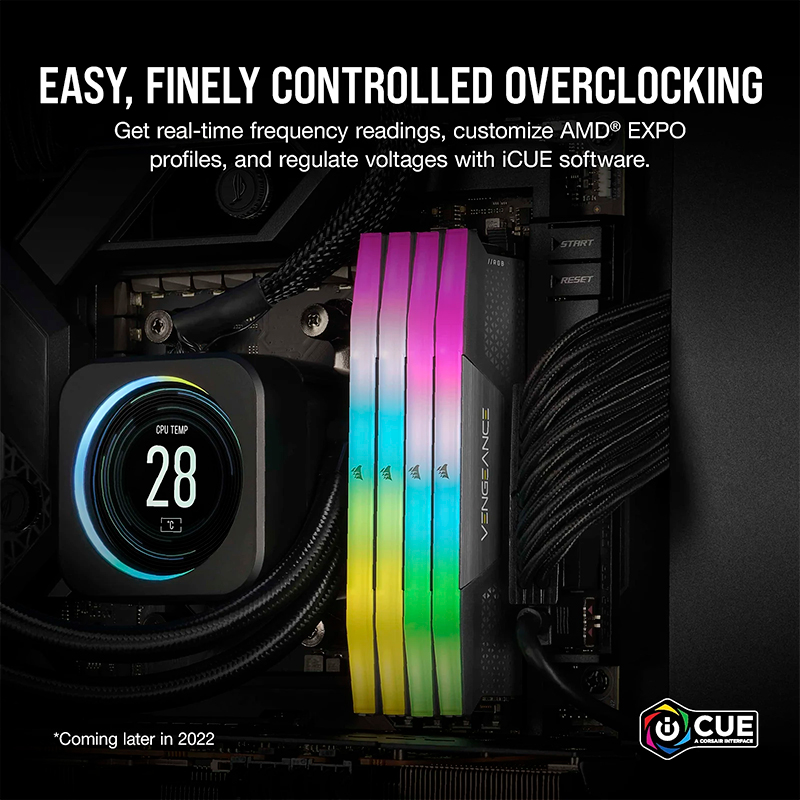 Memoria RAM Corsair Vengeance RGB · 64 GB (2x32 GB) · DDR5 5600 MT/s · gris