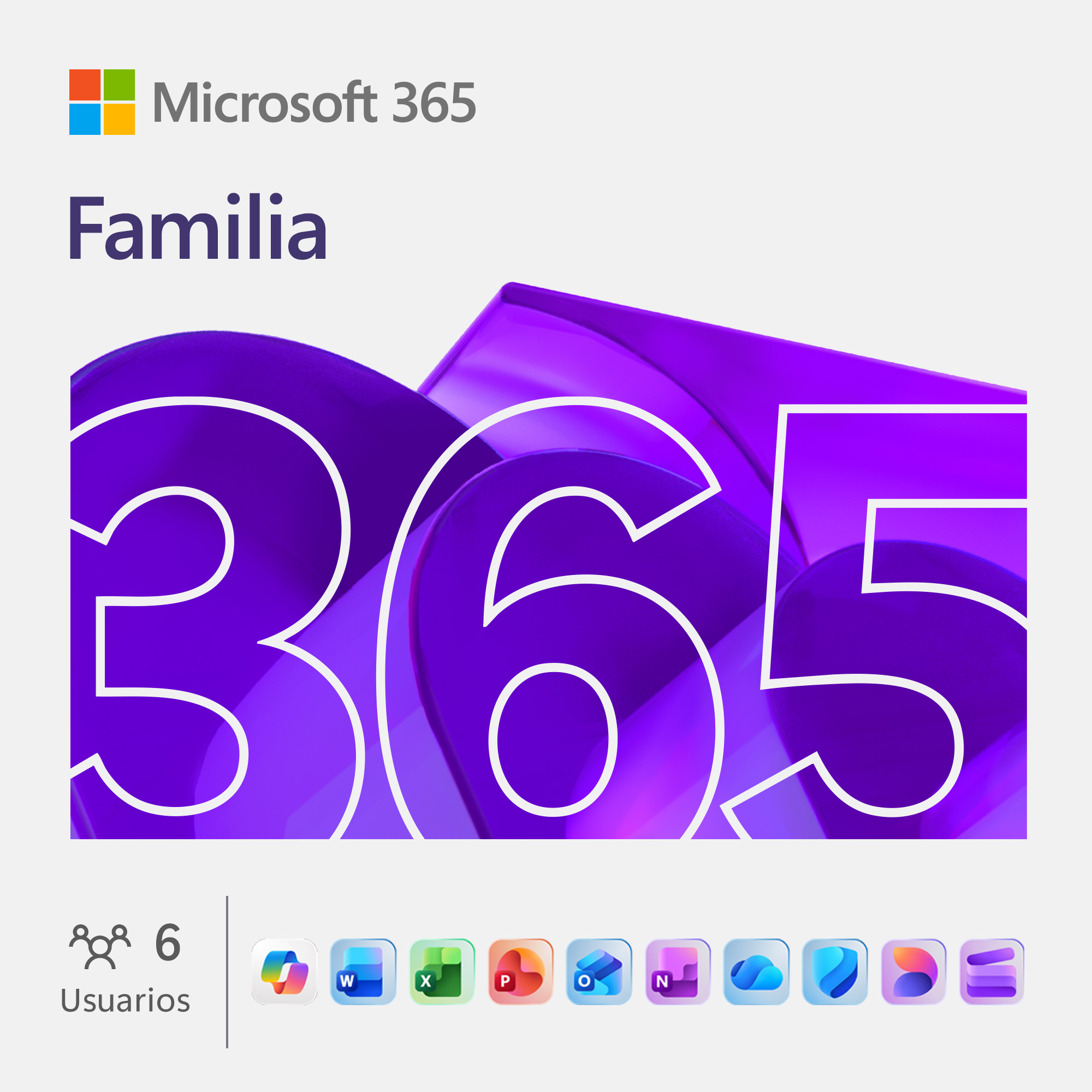 Microsoft 365 Family · 1 a 6 usuarios · 12 meses · ESD