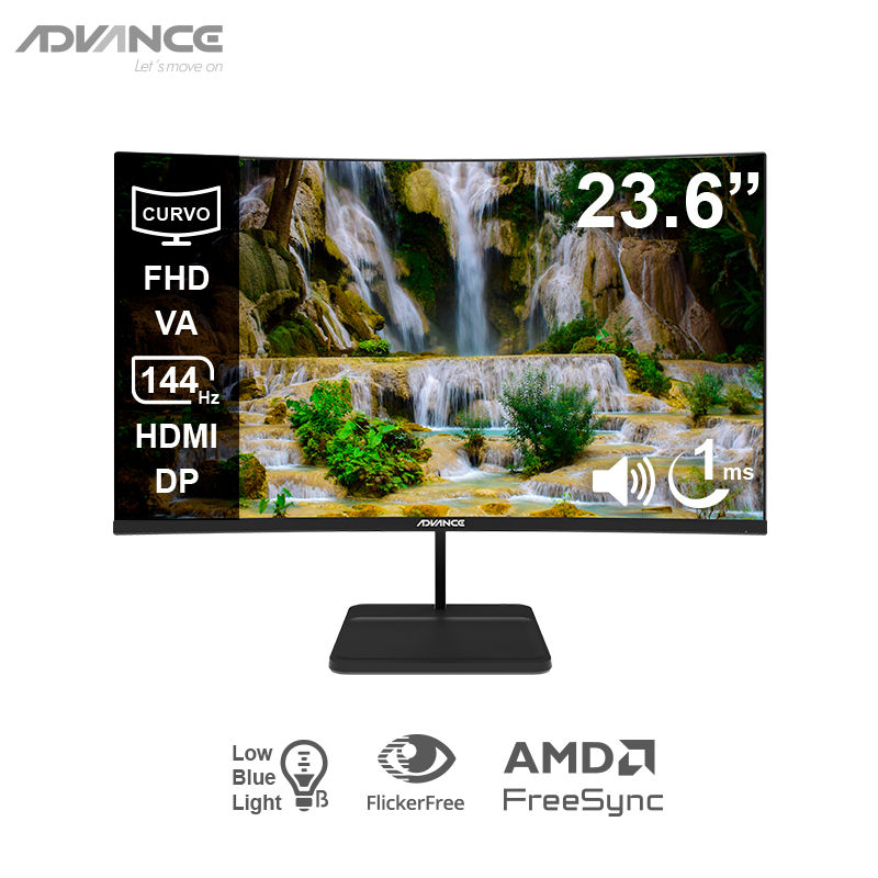 Monitor curvo Advance ADV-2456S 23.6" · Full HD VA · 144 Hz · 1 ms