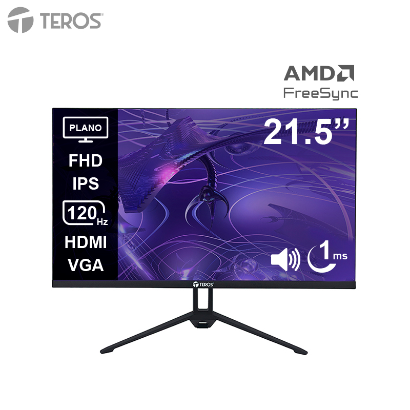 Monitor Teros TE-2133S 21.5" · Full HD IPS · 120 Hz · 1 ms · Parlantes