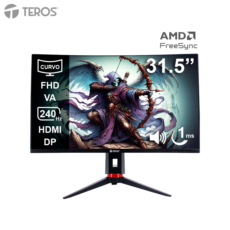 Monitor gamer curvo Teros TE-3219G 31.5" · Full HD VA · 240 Hz · 1 ms