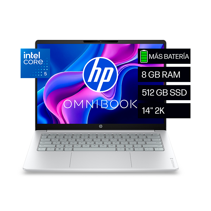 Laptop HP OmniBook 3 14-hu0051la 14" · Core 5 120U · 8 GB RAM · SSD 512 GB · FreeDOS