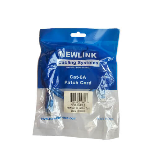 Patch cord Newlink Cat6a · 3 pies · Azul