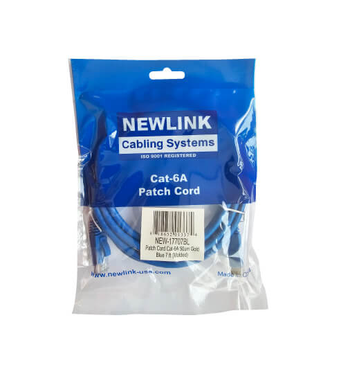 Patch cord Newlink Cat6a · 7 pies · Azul