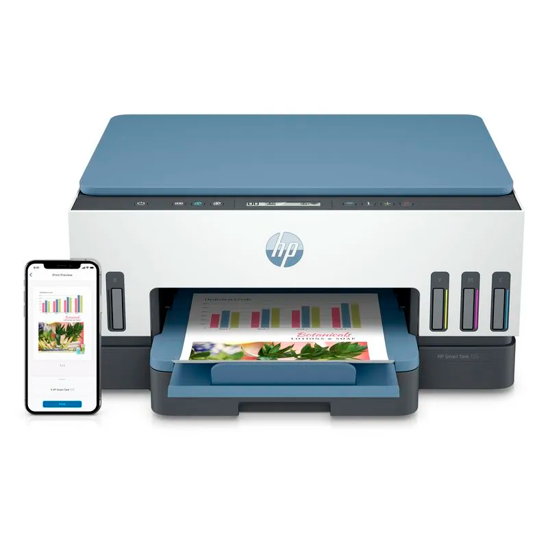 Multifuncional HP Smart Tank 725 · Wi-Fi · Bluetooth LE · USB