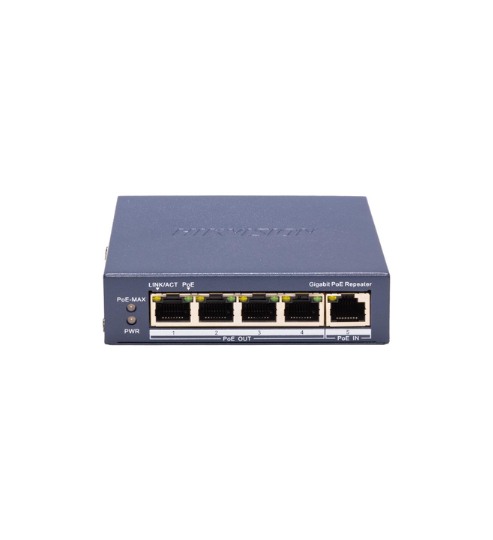 Repetidor PoE Hikvision DS-3E0505P-E/R · 4 canales · Gigabit · 60 W