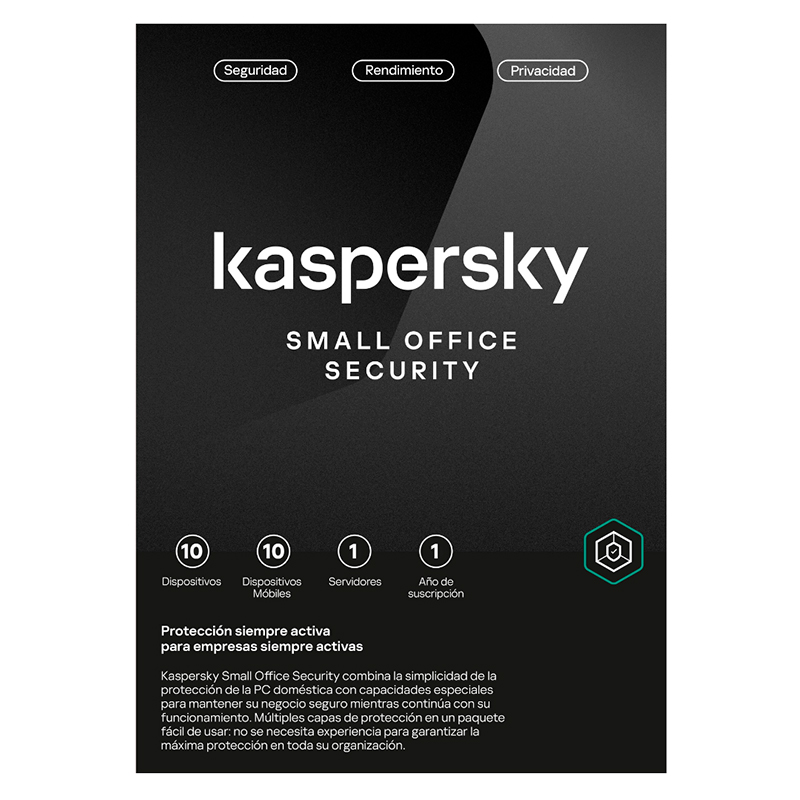 Kaspersky Small Office Security · 10 PC + 1 servidor · 1 año