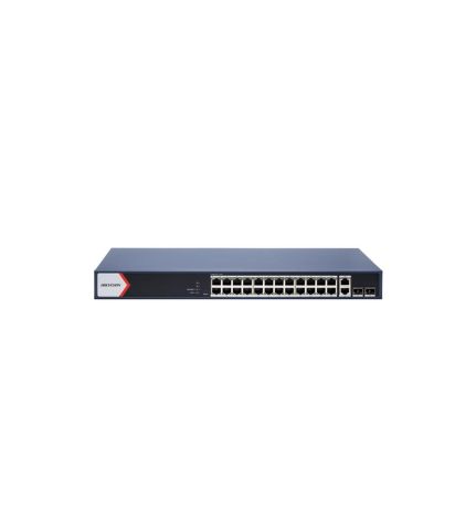 Switch administrable Hikvision DS-3E1528P-EI · 24 puertos PoE Gigabit · 2 SFP · 230 W