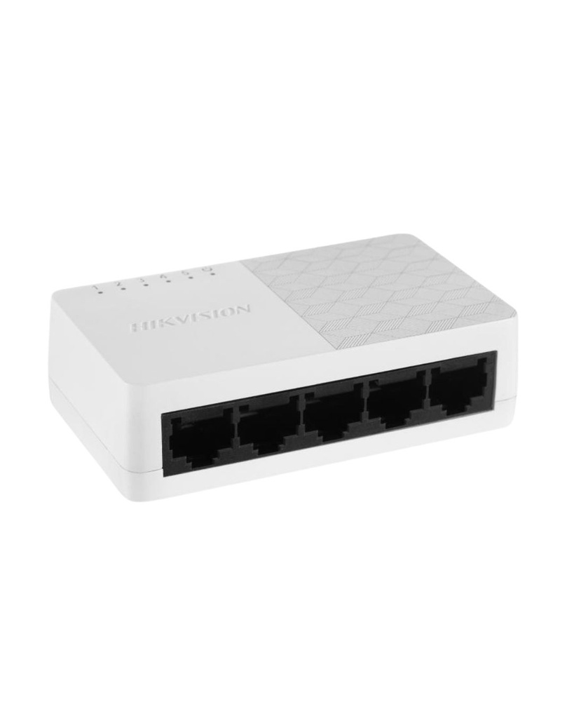 Switch no administrable Hikvision DS-3E0105D-O · 5 puertos 10/100 Mbps