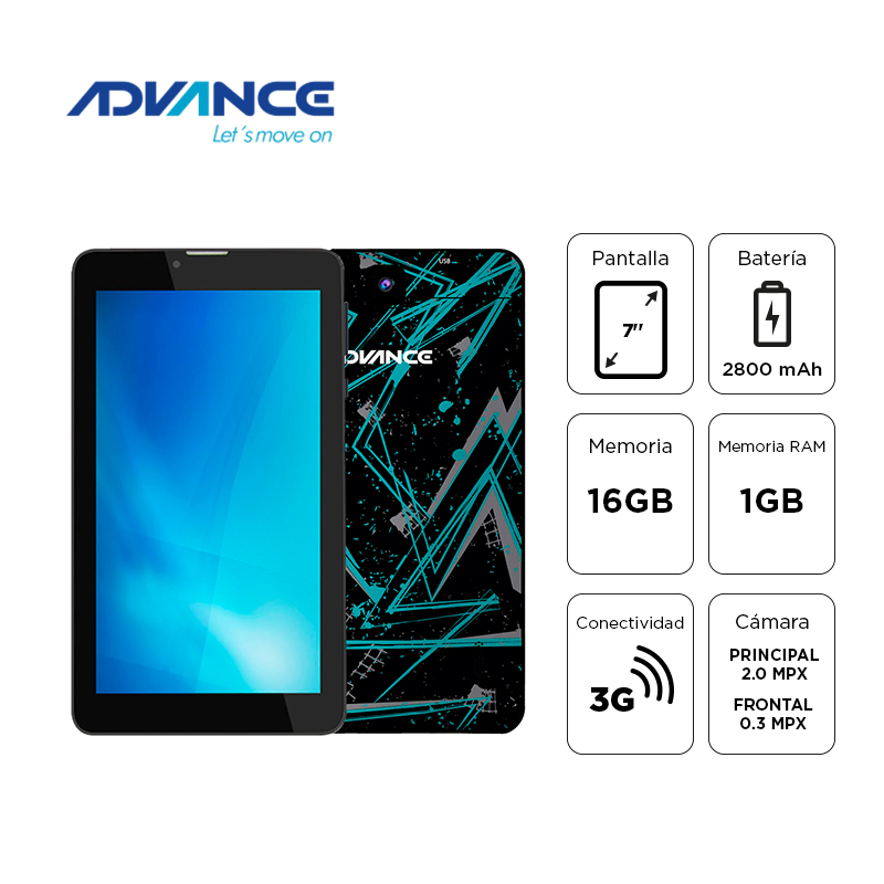 Tablet Advance Prime PR6152 7" IPS · 1 GB RAM · 16 GB · 3G Dual SIM