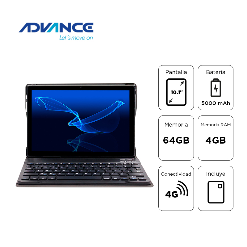Tablet Advance SmartPad SP5706 10.1" · 4 GB RAM · 64 GB · 4G · Plata