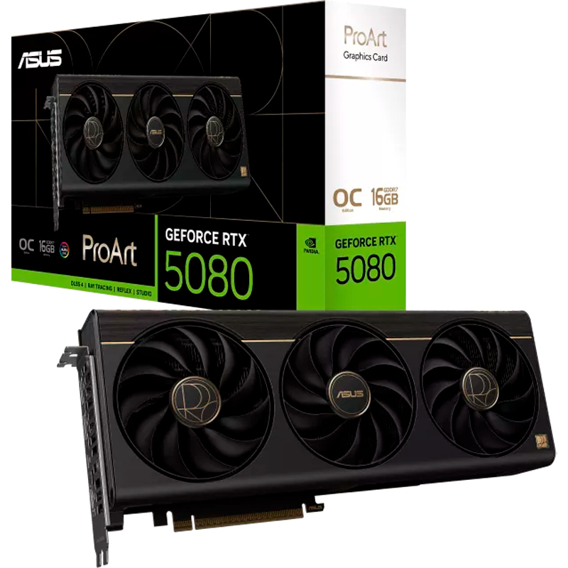 Tarjeta de video ASUS ProArt GeForce RTX 5080 OC · 16 GB GDDR7 · PCIe 5.0