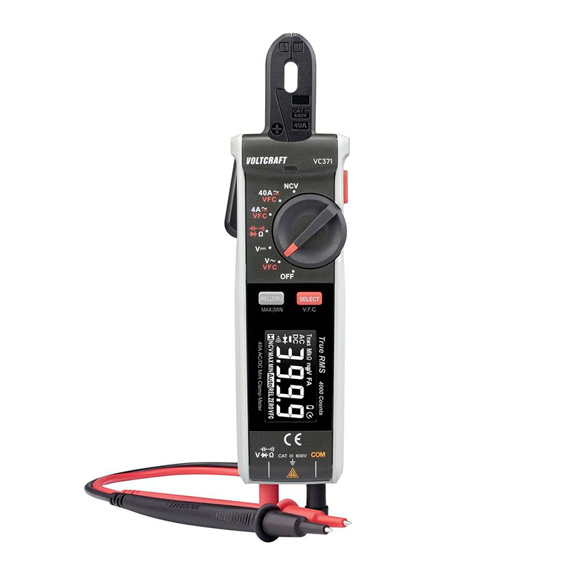Pinza amperimétrica digital Voltcraft VC-371 · CAT III 600 V · Hasta 40 A